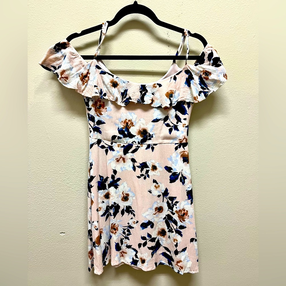 Pink floral off the should dress